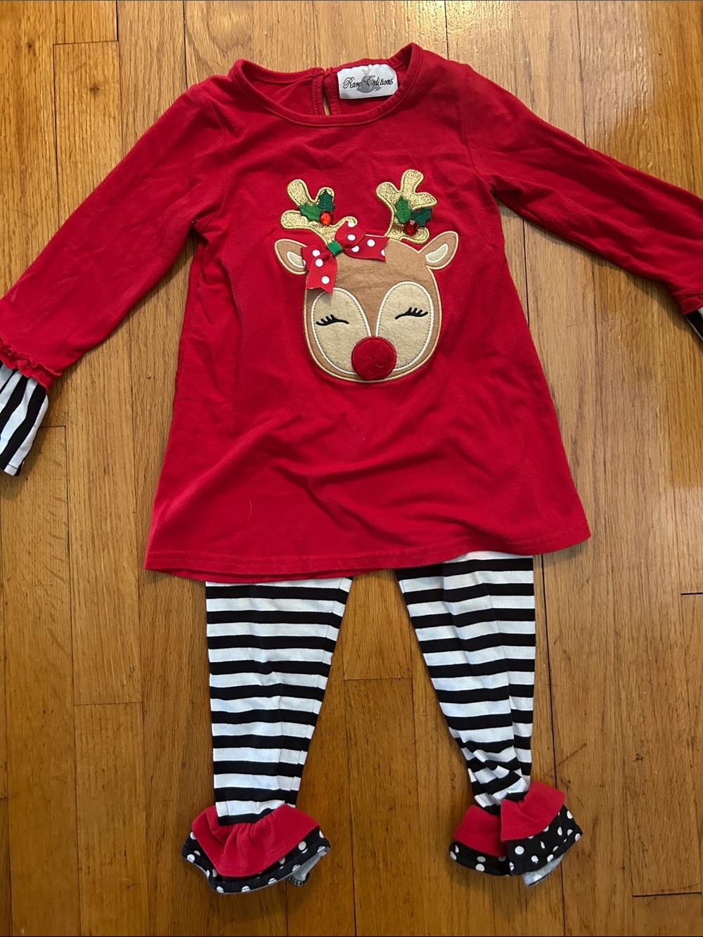 Rare Editions Red Reindeer Holiday Kids Set Sz. 4T